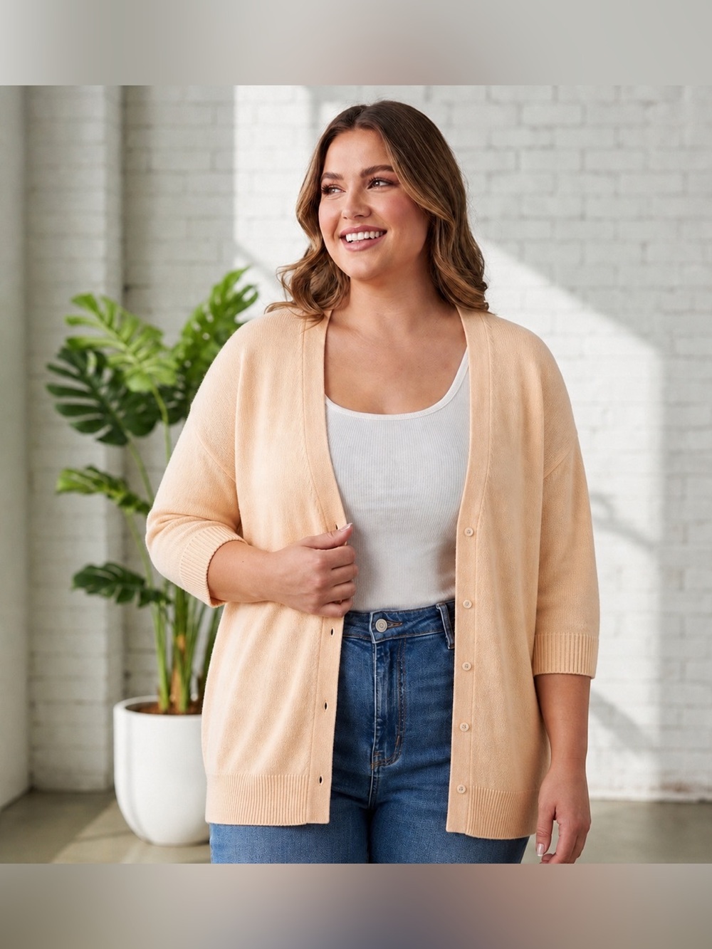 Old Navy Peach V-Neck Button-Up Cardigan Sz XL Cottagecore Coquette Soft Girl